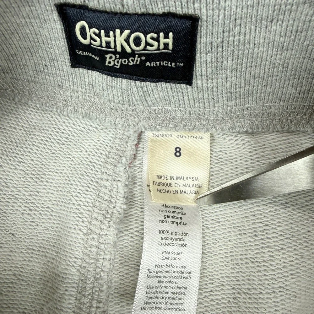 OshKosh B'gosh Shorts Kids 8 Gray American Flag July 4th Stars Stripes Patriotic